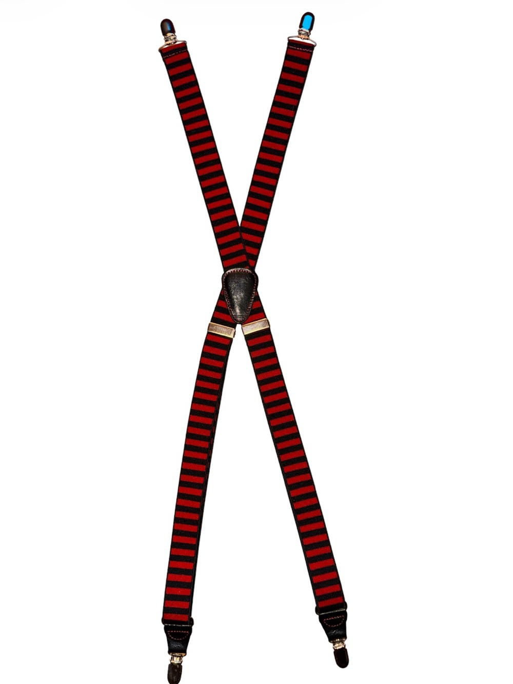 NWOT Adult Unisex Y-Back Black & Red Horizontal Striped Adjustable Suspenders